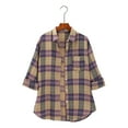 thumbnail image 2 of Plaid Shirts for Women, Yigetop Spring and Autumn Women's Checkered Shirt New Retro Style Loose Long Sleeved Shirt Coat Womens Plaid Shirts Purple L, 2 of 9