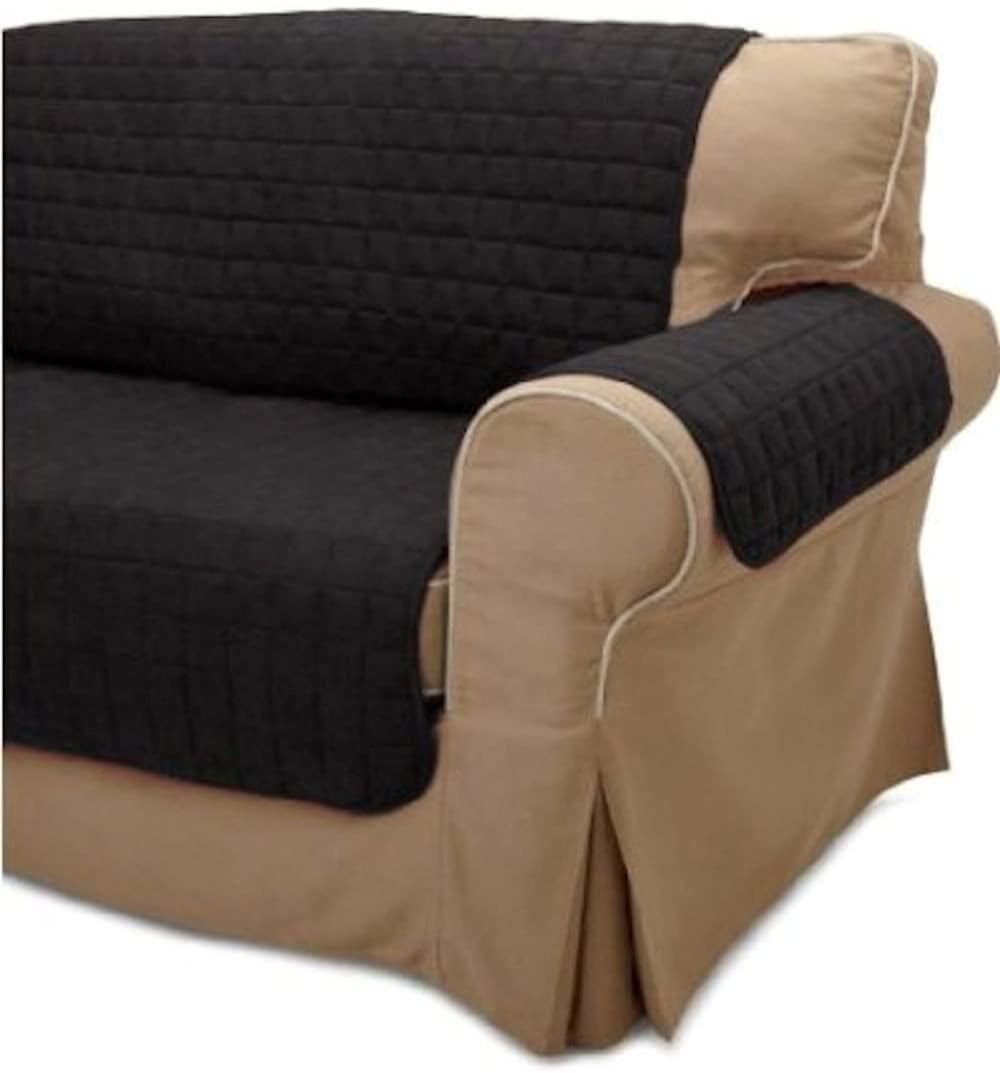 2PC Black Soft Micro Suede Couch Sofa and Loveseat Pet Furniture Slip Covers 