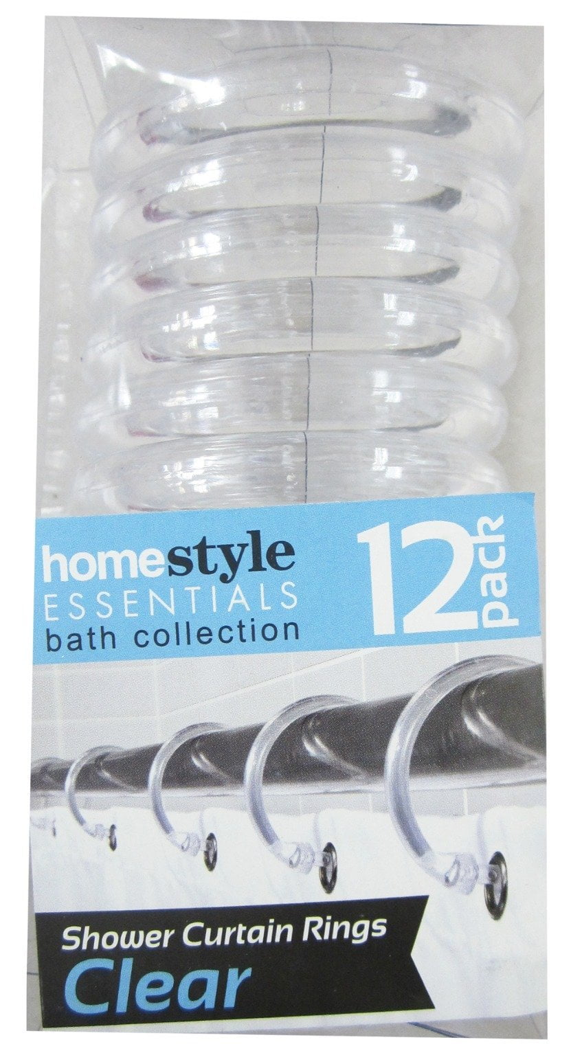 12 Piece Round Shape Clear Shower Curtain Rings Case Of 48