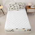 thumbnail image 4 of Castle Fairy Mid Century Atomic Star Zipper Twin Comforter Sets with Fitted Sheet and 2 Pillowcases,Vintage Dot Accent Zipper Bedding Set,Brown Olive Cream,Reversible, 4 of 7