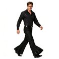thumbnail image 4 of Men Shiny Metallic Shirt and Flared Pants Set, 70s Disco Outfit, Long Sleeve Button‑Down Shirt and Bell Bottom Trousers for Halloween Cosplay Theme Party, 4 of 5