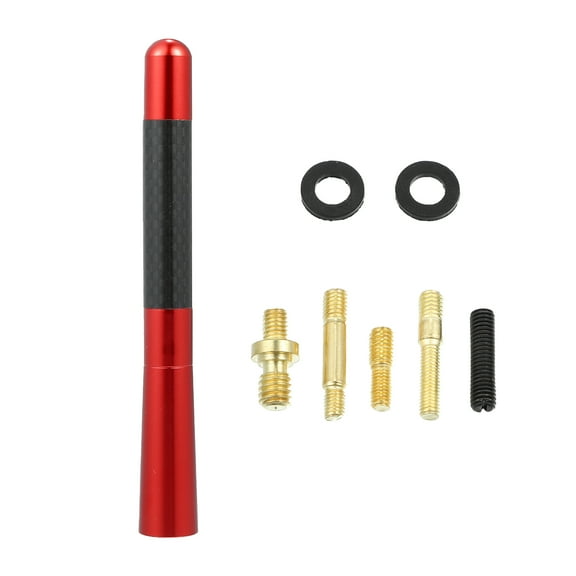Unique Bargains 1 Set 12cm 4.7" Car AM FM Radio Signal Antenna Mast Universal Carbon Fiber Pattern Red