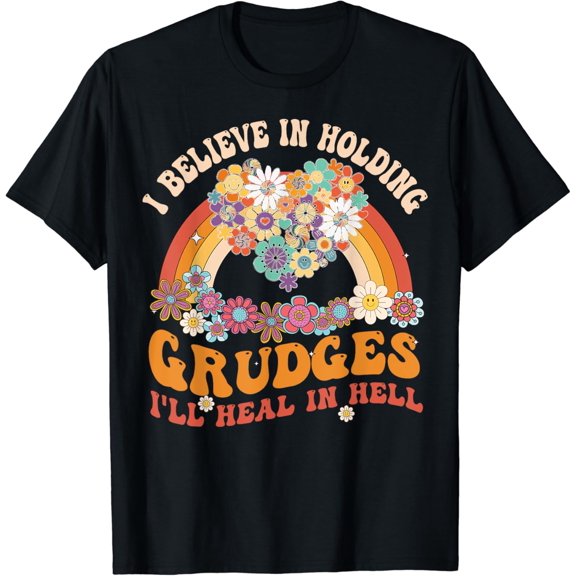 t-shirtHeart Rainbow I Believe In Holding Grudges I'll Heal In Hell T-Shirt mens t shirt，black，women，funny，misfits，men，journey