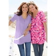 thumbnail image 4 of Woman Within Plus Size Perfect Printed Short-Sleeve Shirred V-Neck Tunic, 4 of 6