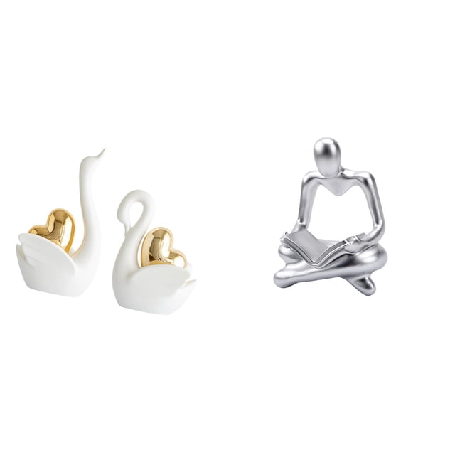 Figuras De Cisne, Adorno De Mesa, Artesanía, Decoración Para Parejas, Decoración De Mesa, Estatua De Pensador Abstracto, Escultura Para Sala De Estar, Entrada, Estantería