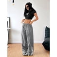 thumbnail image 4 of Womens Parachute Pants Y2K Wide Leg Cargo Sweatpants Waist Jogger Pants with Pockets Gray L, 4 of 9