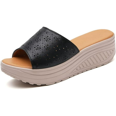Women s Platform Sandals Slip on Summer Outdoor Slides Slippers Shoes Casual Fashion Platform Wedge Sandals for Ladies