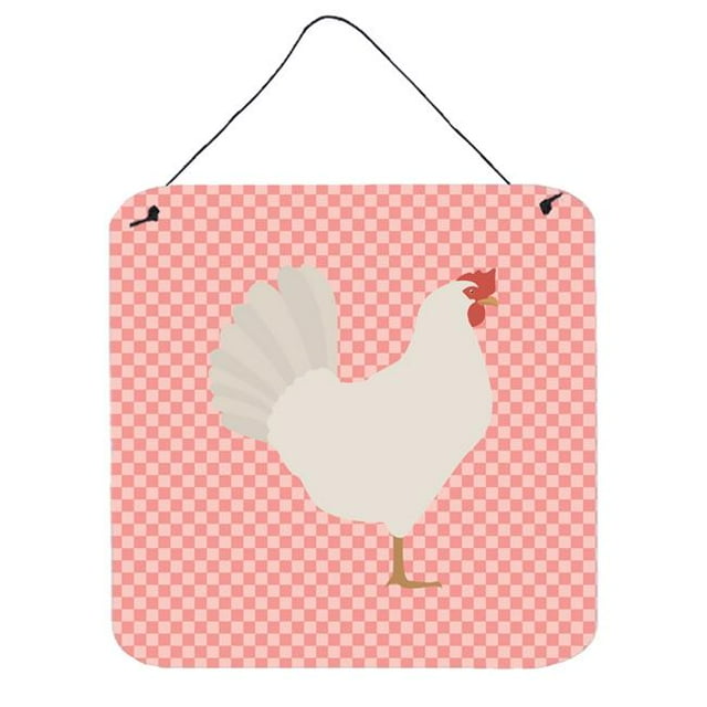 Leghorn Chicken Imprimés Muraux Ou de Porte à Carreaux Roses, 6 x 6 Po.