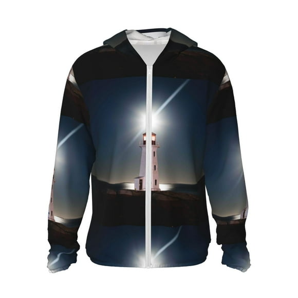 Vsdgher Chemises à Capuche Imprimé Phare Peggy's Cove pour Hommes Femmes, Protection Solaire à Manches Longues pour la Pêche et la Course, Swim-TG