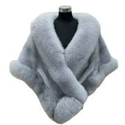 Thickened Warm Solid Color Fluffy Fur Shawl Loose Fit Winter Wedding Bridal Warm Coat