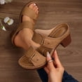 thumbnail image 2 of Lenago Women Sandals Casual Comfortable Plus Size Solid Color Round Toe Open Toe Heel High-Heeled Sandals 42, 2 of 9