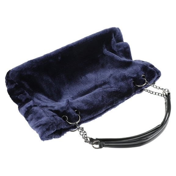 FENGGUIQU Furry Bags Women Single Shoulder Bag Plush Blue 1Pcs Large Capacity Storage