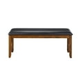 thumbnail image 2 of Gary 46 Inch Wood Bench with Leatherette Seat Brown - Saltoro Sherpi, 2 of 5