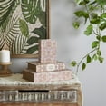 thumbnail image 2 of DecMode Faux Book Orange Faux Leather Decorative Box with Varying Patterns, 3 Count, 2 of 9