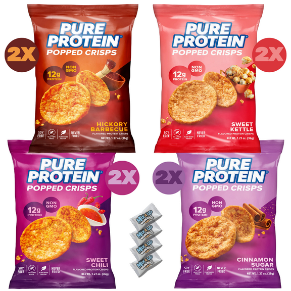 Pure Protein Popped Crisps Variety 8ct (4 Flavors, 1.27 oz Bags)   4 MIMM Mints