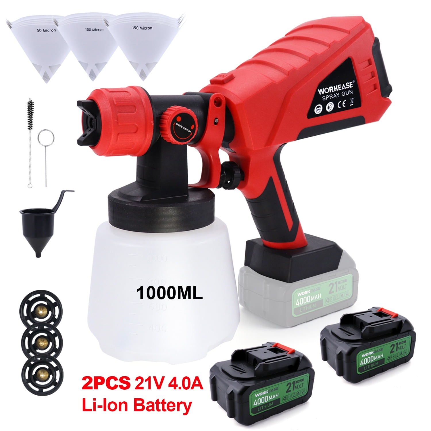 Cordless Paint Sprayer,Power Paint & HVLP Sprayer Gun with 4 Nozzles