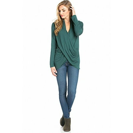 Sassy Apparel Sassy Apparel Womens Long Sleeve Drape Criss Cross