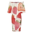 thumbnail image 5 of Strawberry Fruit Watercolor Women's Off The Shoulder Ruffles Summer Wedding Guest Loose Casual Party Beach Dress, 5 of 9