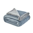 thumbnail image 6 of Cozy Tyme Lorraine Flannel Reversible Sherpa Throw - Super Soft Solid Color 50"x 60" Light Blue, 6 of 11