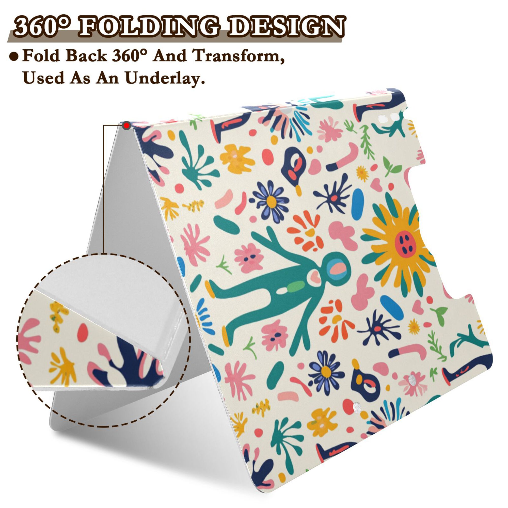 FORMRS A4 Clipboard Folder with Pen Holder Horizontal Foldable School Office Binder, Abstract Floral