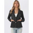 thumbnail image 4 of DARING DIVA Women's Notched Lapel Long Sleeve Button Up Denim Blazer XS Black, 4 of 6
