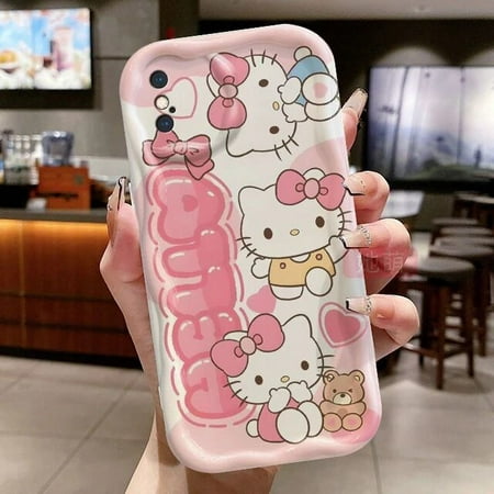 Lovely Sanrio HelloKitty Wave Case for Huawei P60 P50 P40 P30 Pro Lite 4G 5G Mate 50 40 30 Pro Honor X5 Nova Y90 Silicone Cover