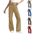 thumbnail image 1 of Sentmoon Womens Cargo Pants Oversized High Waist Straight Leg Sweatpants with Pockets Loose Wide Leg Solid Color Stretchy Running Pants Fall Soft and Comfortable for Runs Workouts Green XL, 1 of 8