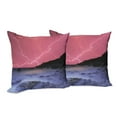 thumbnail image 6 of Ambesonne Nature Throw Pillow Cover 2 Pack, Thunderstorm Phenomena, 18", Pink Grey, 6 of 6