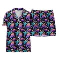 thumbnail image 4 of Halloween Silk Pajamas Women’s Shorts Set Two Piece Summer Out with Short Sleeve V-Neck Top and Matching Bottoms for Everyday Travel Purple S, 4 of 5
