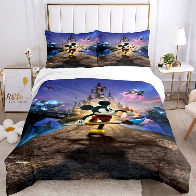 Disney Mickey Minnie Mouse Quilt Cover Pillowcase Bedding Three Piece Set Multi Size Comforter Duvet Cover Anime Bedding SetsAU Single 145x210cm Gao Jinjia LED