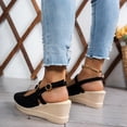 thumbnail image 5 of Modisza Pointed Closed Toe Wedge Sandals for Women Casual Slingback Suede Espadrilles Slip on Walking Shoes for Ladies Work size 6.5 Black, 5 of 7
