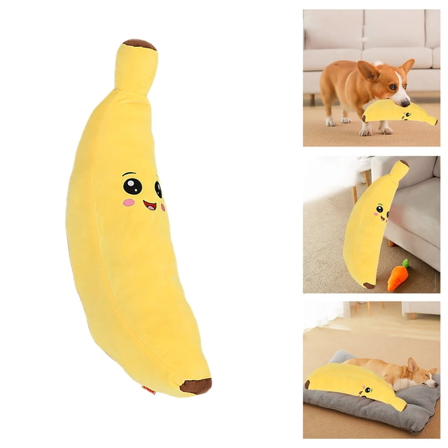 Durable Interactive Pet Toy for Dogs and Cats Squeaky Banana Design Accessory Indoor Training Activity