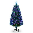 thumbnail image 2 of 6ft Pre-Lit Christmas Tree, Artificial Christmas Tree with 36 Fiber Optics Lights, 7 Lighting Colors and Top Star, Green Xmas Tree for Home, Office, Party Decoration, 2 of 8
