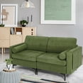 thumbnail image 3 of Costway Modern Loveseat 2-Seat Sofa Couch w/ 2 Bolsters & Side Storage Pocket Army Green, 3 of 10