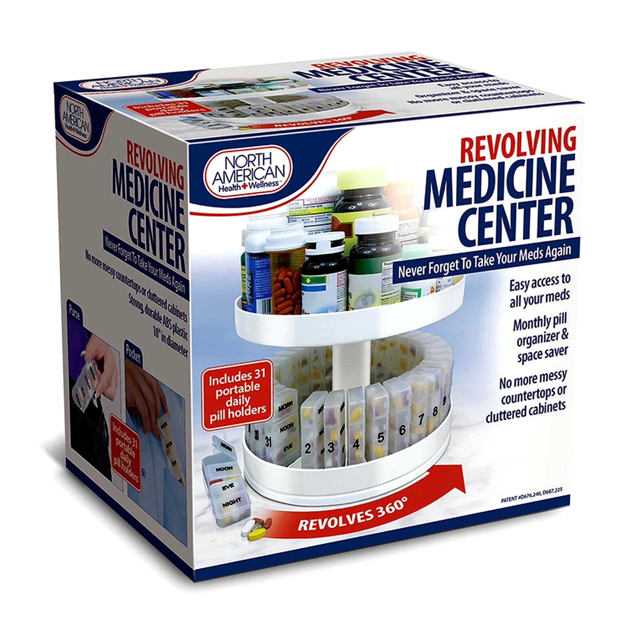 Jobar International - Pill Organizer, 31 pill holders, Rotates 360 degrees