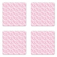 thumbnail image 1 of Watercolor Flowers Coaster Set of 4, Pastel Petals Romantic Rose Leaf Botanical Beauty Essence, Square Hardboard Gloss Coasters, Standard Size, Pale Pink Lilac White, by Ambesonne, 1 of 2