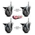 thumbnail image 2 of 4 Inch Thermoplastic Rubber 12MM Threaded Stem Caster Set with Brake, 2 of 2