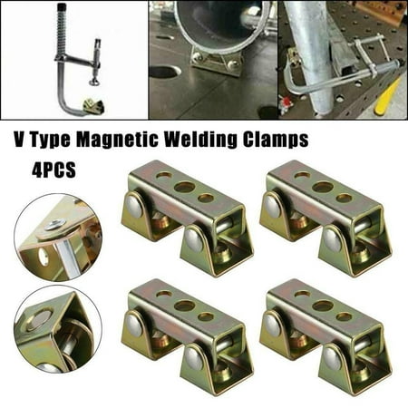 

Fule 4x Adjustable Magnetic Welding Clamps V Type Pads Fixture Holder Strong Welder