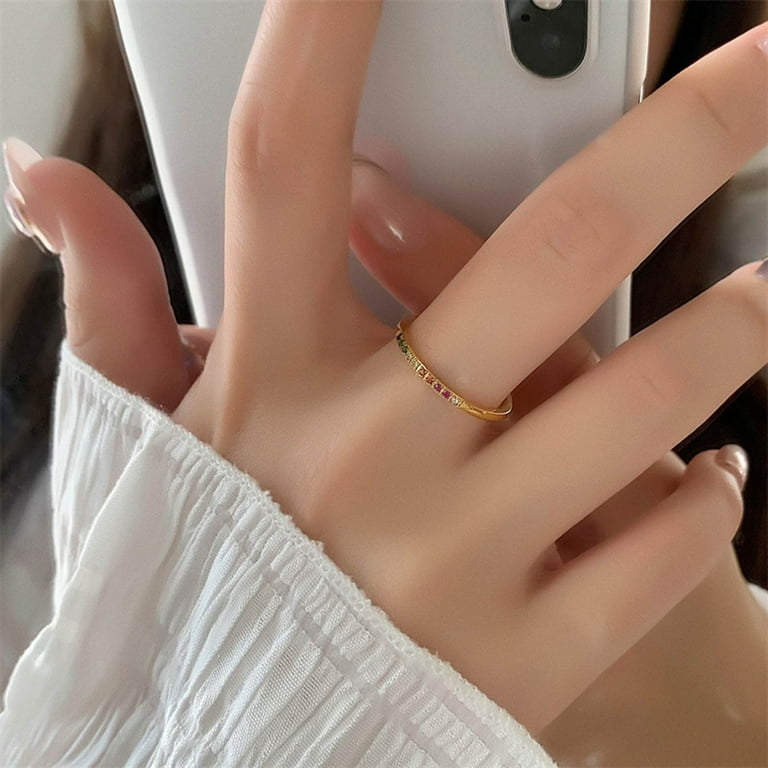 HIBRO Womens Rings Simple Gold Filled Stacking Rings For Women Girls Thin  Gold Ring Stackable Plain Thumb Pinky Band Non Tarnish Comfort