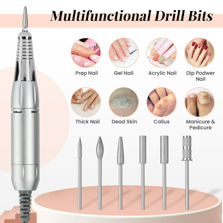 Duomishu Electric Nail Drill Machine LED Nail File Kit Portable Art Polisher for Acrylic Nails Drill