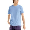 thumbnail image 2 of Handshe Workout Shirts for Men Quick Dry Athletic Short Sleeve T-Shirt Round Neck Solid Color Outdoor Running Pullover Tops, 2 of 6