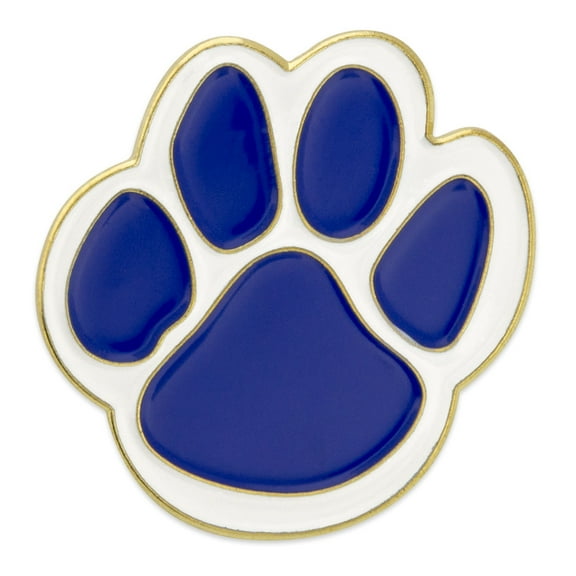 PinMart's Blue and White Animal Paw Print School Mascot Enamel Lapel Pin