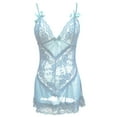 thumbnail image 5 of zuwimk Women Lingerie Lace V Neck Sleepwear Strap Chemise Light Blue,S, 5 of 5