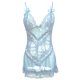 thumbnail image 2 of Gibobby Conjunto de lencería de encaje Camisón caliente para damas, ropa de dormir transparente, vestido de noche de encaje Sexy para mujer, lencería con Tanga(Azul claro M), 2 of 2