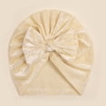 thumbnail image 2 of Xfvqtps Infant Turban Hat Bowknot Velvet Cute Kawaii Solid Color Stretch Comfortable Warm Windproof Coldproof Fall Soft Skull Cap Beige, 2 of 2