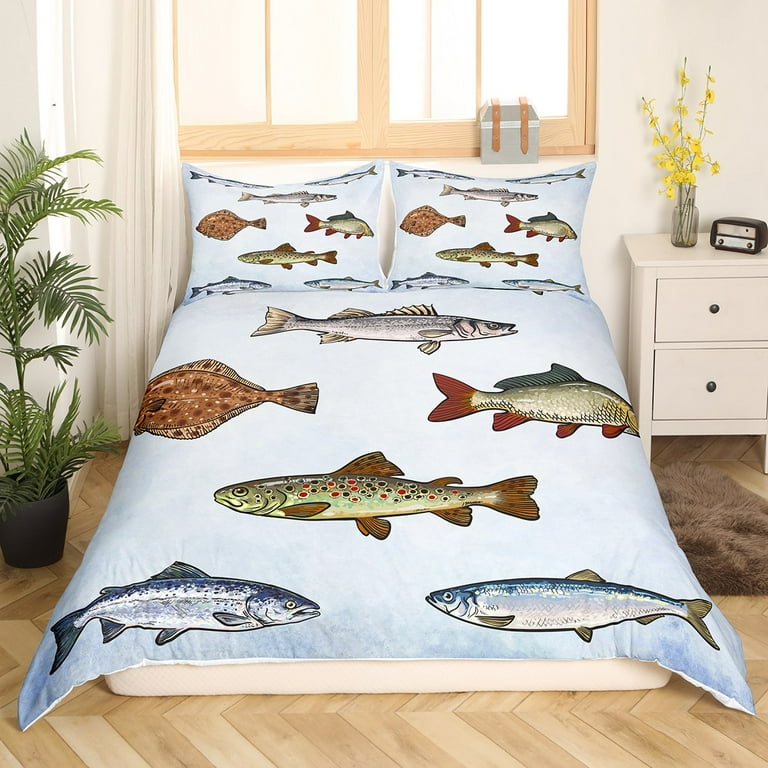 YST Ocean Theme Comforter Cover Girls Boys Sea Fish Bed Sets, Marlin  Swordfish Duvet Cover Twin Pike Bass Fish Bedding Set, Fishing Themed  Bedspread Cover Breathable Teal Gradient Ombre Decor 