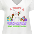 thumbnail image 4 of Inktastic I Want a Unicorn for Christmas with Presents Women's Plus Size V-Neck T-Shirt, 4 of 5