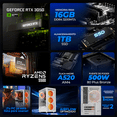 thumbnail image 3 of Computadora Gamer Completa IA Xtreme PC Gaming NVIDIA GeForce RTX 3050 AMD Ryzen 5 5500 16GB SSD 1TB Monitor 23.8 144Hz WIFI White Rendimiento Inteligente con IA, 3 of 6