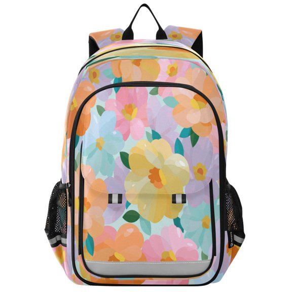 Backpack 12.9 *5.1 * 17.7 Inches Outing Backpack, Shopping Backpack, Travel Backpack Vibrant Mixed Floral Repeat