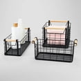 thumbnail image 4 of Rectangular Wire Natural Wood Handles Basket, 4 of 4